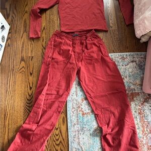 Red Long Sleeve Top and Pants Set